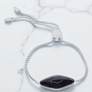 Blue Sandstone Bolo Bracelet in 925 Sterling Silver